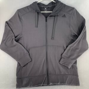 Adidas Men's Sport Basketball Full-Zip Hoodie Grey/Black Size XL